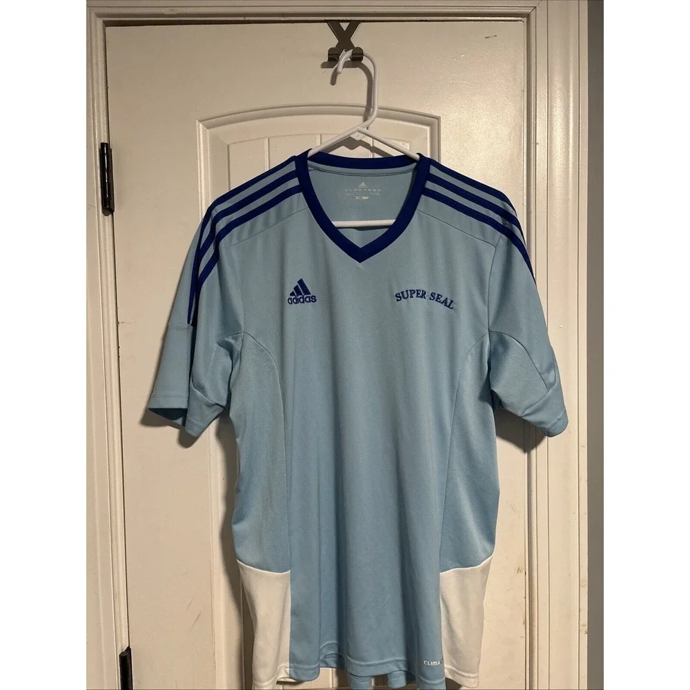 Adidas Super Seal Soccer Jersey Mens Large L Light Blue